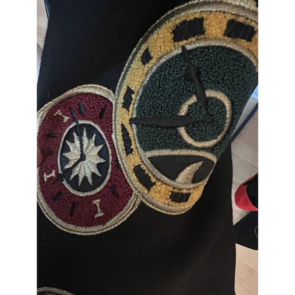 VTG 1992 Escada Clock Patch Gold Buttons Embroidered Black Wool Blazer 38 US 6 - Picture 5 of 7